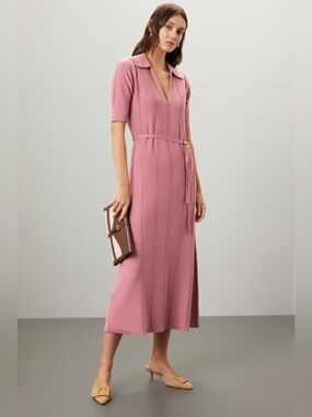 Adam Lippes Mauve Knit Collar Midi Dress